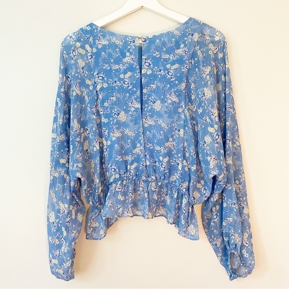 LoveShackFancy Nellie Bluejay Silk Top Blouse - Picture 4 of 7